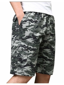 Men's Cotton Full Elastic Waist Cargo Performance Baseline Shorts