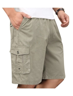 Men's Cotton Full Elastic Waist Cargo Performance Baseline Shorts