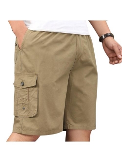 Men's Cotton Full Elastic Waist Cargo Performance Baseline Shorts