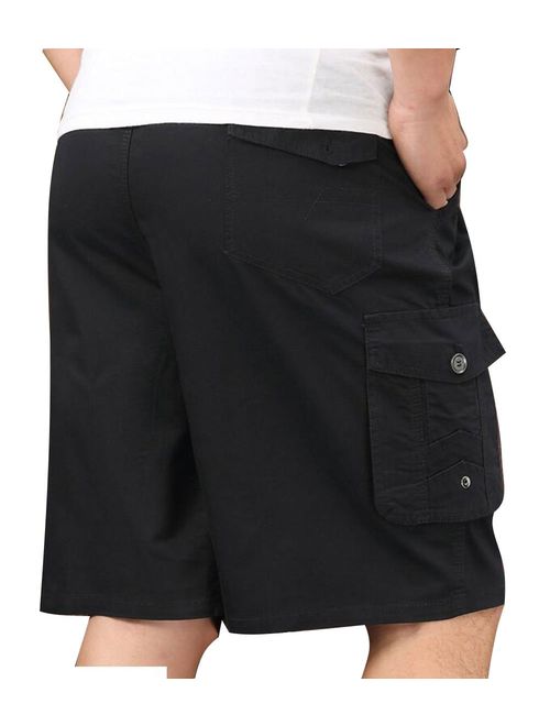 Men's Cotton Full Elastic Waist Cargo Performance Baseline Shorts