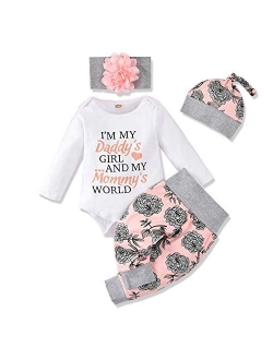 Honykids 3PCS Newborn Baby Girl Romper Jumpsuit Bodysuit +Pants Shorts+Headband Outfit Set