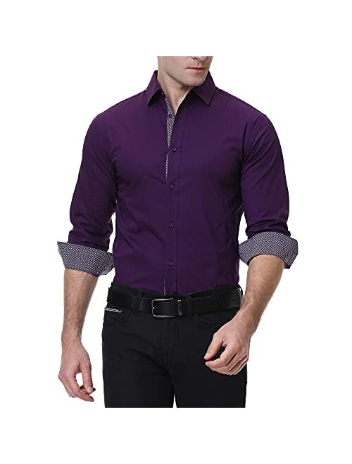 Joey CV Mens Casual Button Down Shirts Long Sleeve Regular Fit Men Shirt