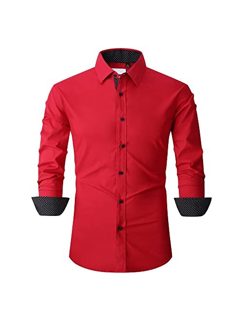 Joey CV Mens Casual Button Down Shirts Long Sleeve Regular Fit Men Shirt