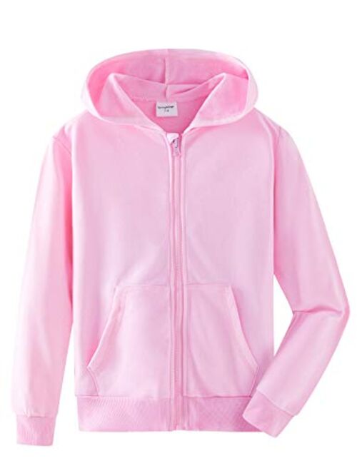 Spring&Gege Youth Solid Classic Hoodies Soft Hooded Sweatshirts for Children (3-12 Years)