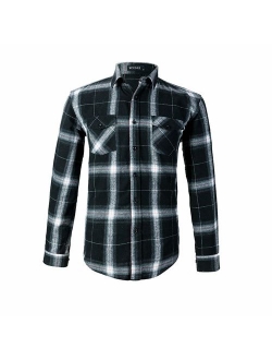 MCEDAR Men's Plaid Flannel Shirts-Long Sleeve Casual Button Down Slim Fit Outfit for Camp Hanging Out or Work