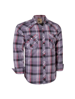 Coevals Club Men's Long Sleeve Casual Western Plaid Snap Buttons Shirt