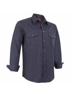 Coevals Club Men's Long Sleeve Casual Western Plaid Snap Buttons Shirt