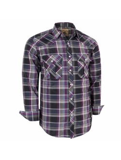 Coevals Club Men's Long Sleeve Casual Western Plaid Snap Buttons Shirt