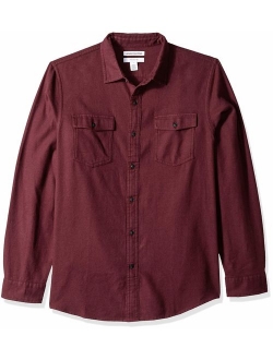 Slim-Fit Long-Sleeve Solid Flannel Shirt