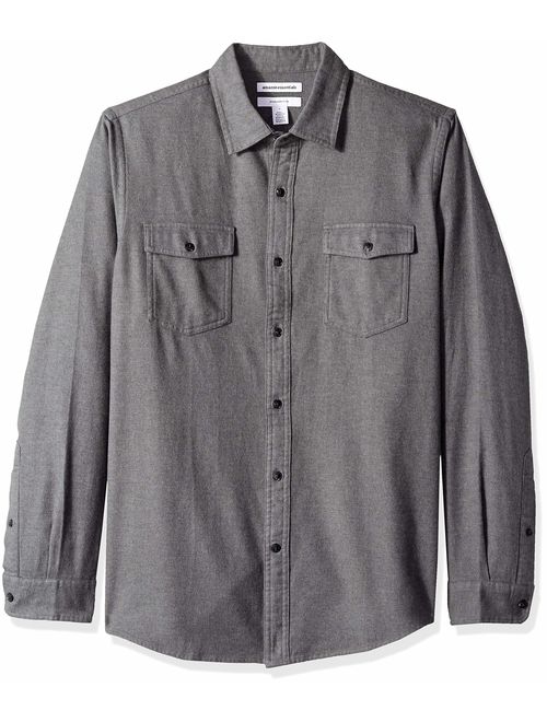 Amazon Essentials Slim-Fit Long-Sleeve Solid Flannel Shirt