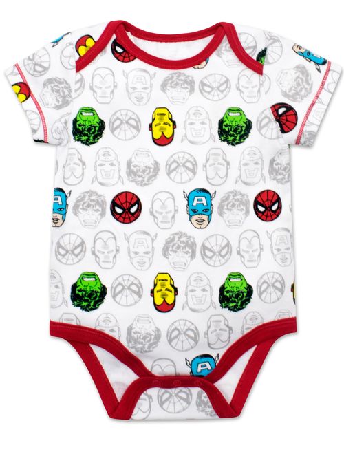 Marvel Baby Boys' 5 Pack Bodysuits - The Hulk, Spiderman, Iron Man and Captain America