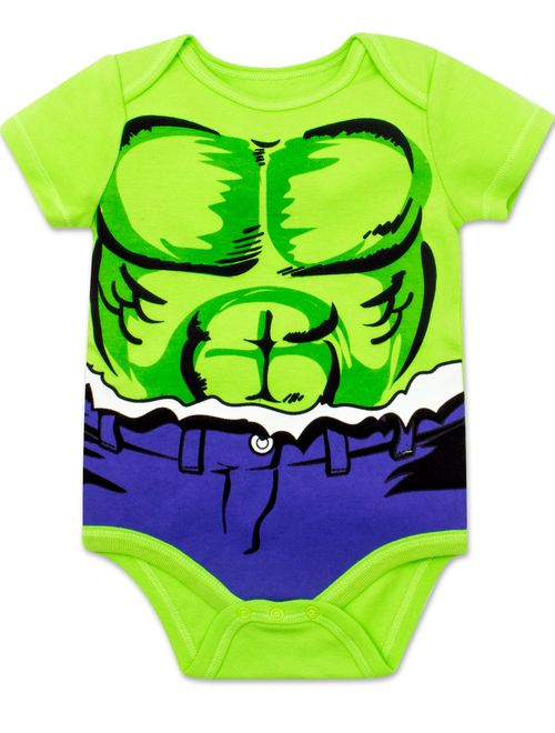 Marvel Baby Boys' 5 Pack Bodysuits - The Hulk, Spiderman, Iron Man and Captain America