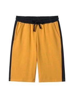 Manwan walk Men's Casual Classic Fit Cotton Elastic Jogger Gym Drawstring Knit Shorts