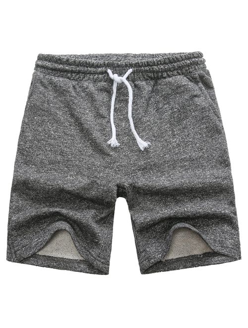 Manwan walk Men's Casual Classic Fit Cotton Elastic Jogger Gym Drawstring Knit Shorts