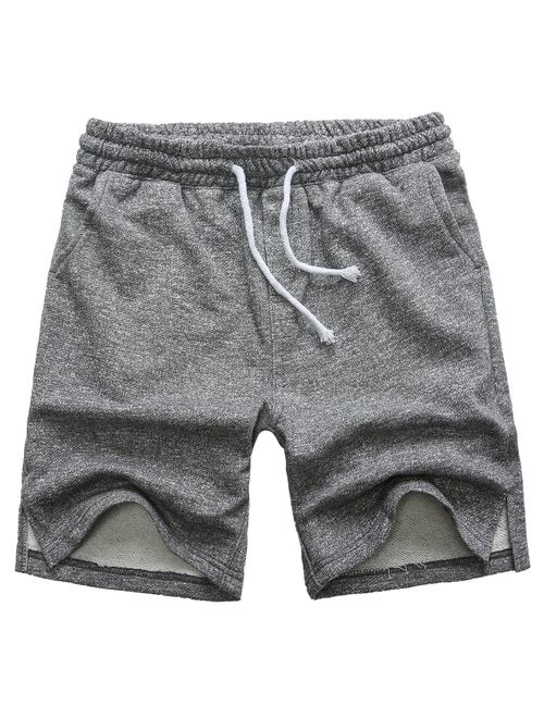 Manwan walk Men's Casual Classic Fit Cotton Elastic Jogger Gym Drawstring Knit Shorts