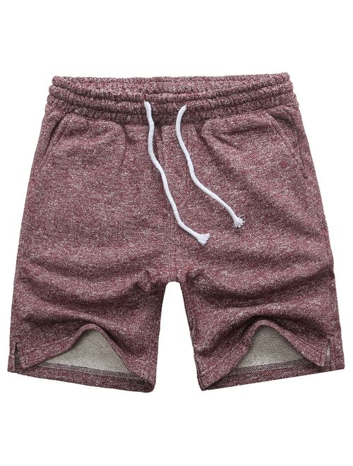 Manwan walk Men's Casual Classic Fit Cotton Elastic Jogger Gym Drawstring Knit Shorts