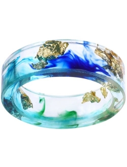 Jude Jewelers 8mm Ocean Style Transparent Plastic Resin Wedding Band Cocktail Party Ring