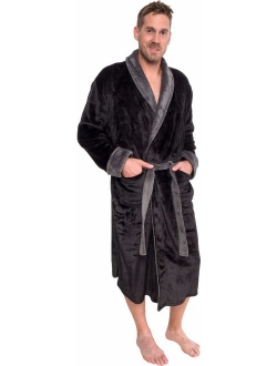 Mens Plush Shawl Collar Kimono Bathrobe Robe