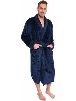 Mens Plush Shawl Collar Kimono Bathrobe Robe