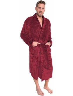 Mens Plush Shawl Collar Kimono Bathrobe Robe