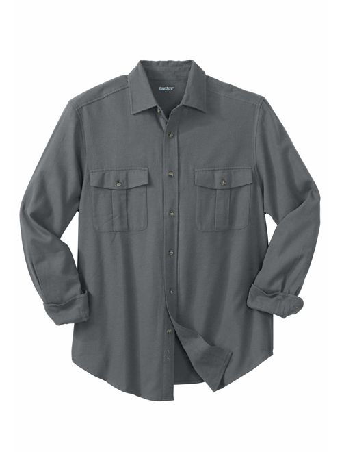 KingSize Men's Big and Tall Solid Double-Brushed Flannel Shirt