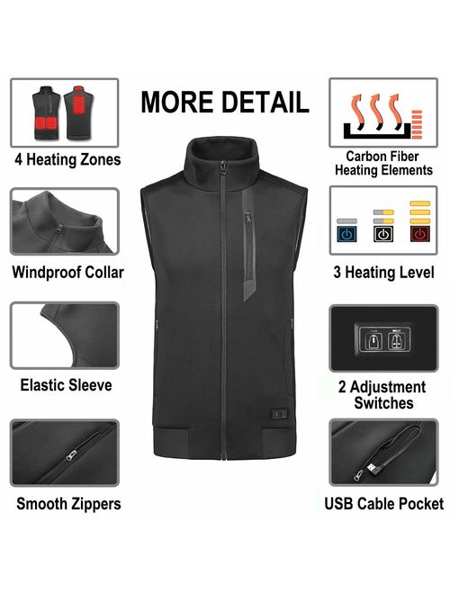 DEKINMAX Women's Heated Vest Lightweight Slim Fit Insulated USB Electric Heating Winter Vest (Power Bank not Included)