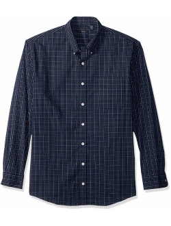 Arrow Men's Big and Tall Hamilton Poplins Long Sleeve Button Down Plaid Shirt