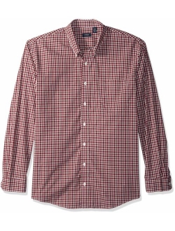 Arrow Men's Big and Tall Hamilton Poplins Long Sleeve Button Down Plaid Shirt