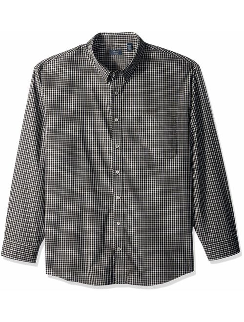 Arrow Men's Big and Tall Hamilton Poplins Long Sleeve Button Down Plaid Shirt