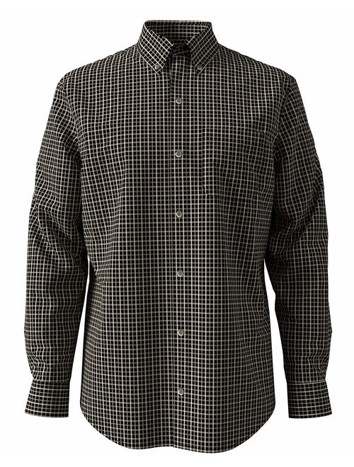 Arrow Men's Big and Tall Hamilton Poplins Long Sleeve Button Down Plaid Shirt