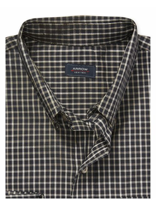 Arrow Men's Big and Tall Hamilton Poplins Long Sleeve Button Down Plaid Shirt