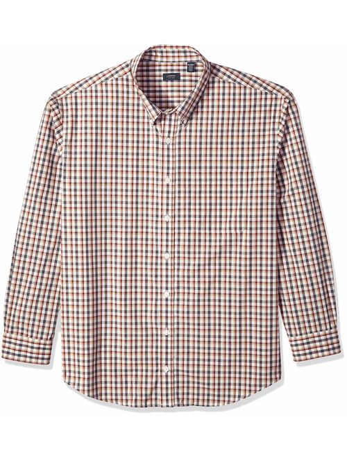 Arrow Men's Big and Tall Hamilton Poplins Long Sleeve Button Down Plaid Shirt