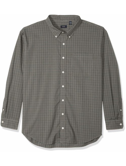 Arrow Men's Big and Tall Hamilton Poplins Long Sleeve Button Down Plaid Shirt