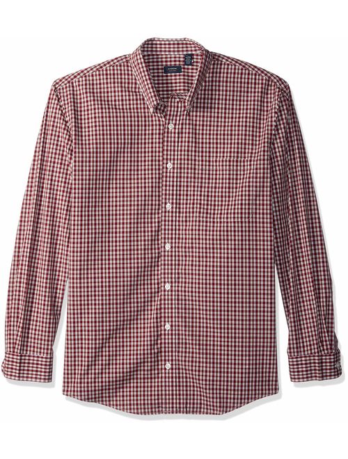 Arrow Men's Big and Tall Hamilton Poplins Long Sleeve Button Down Plaid Shirt