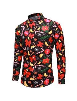 Emaor Men's Stylish Floral Long Sleeve Shirt & Short Sleeve Shirt