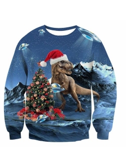 TUONROAD 3D Graphic Ugly Christmas Sweater Funny Crew Neck Pullover Sweatshirt for Men Women