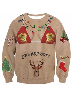 TUONROAD 3D Graphic Ugly Christmas Sweater Funny Crew Neck Pullover Sweatshirt for Men Women