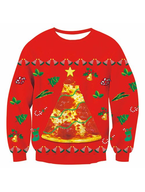 TUONROAD 3D Graphic Ugly Christmas Sweater Funny Crew Neck Pullover Sweatshirt for Men Women