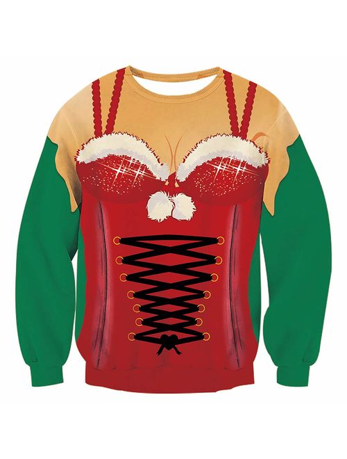 TUONROAD 3D Graphic Ugly Christmas Sweater Funny Crew Neck Pullover Sweatshirt for Men Women