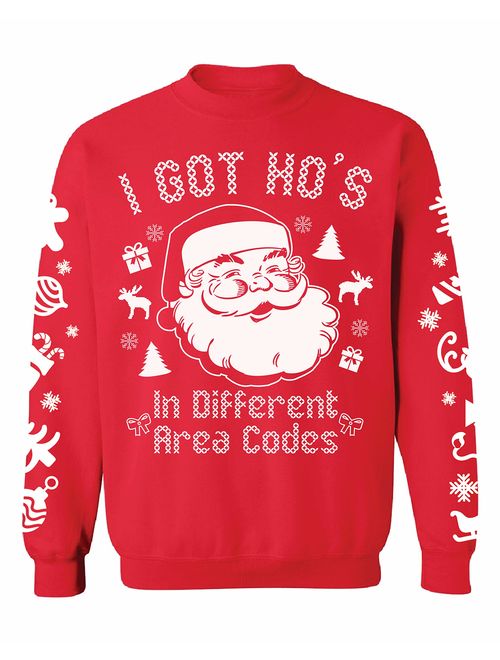 Awkward Styles Awkwardstyles I Got Hos in Different Area Codes Sweater Ugly Christmas Crewneck