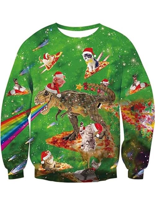 UNICOMIDEA Men&Women Ugly Christmas Sweater Long Sleeve Pullover Round Neck Knitted Sweaters Graphic Blouse Shirt