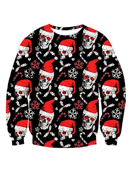 UNICOMIDEA Men&Women Ugly Christmas Sweater Long Sleeve Pullover Round Neck Knitted Sweaters Graphic Blouse Shirt