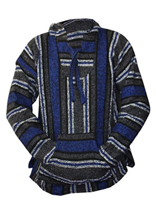 Del Mex Mexican Baja Hoodie Hippie Surf Pullover Jerga Sweater Sweatshirt 