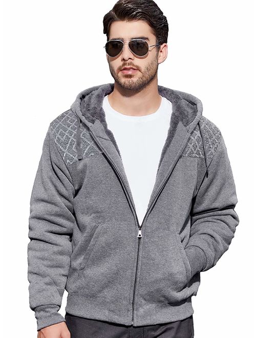 ZITY Men's Zip Up Hoodie Heavyweight Winter Sweatshirt Fleece Sherpa Lined Warm Jacket