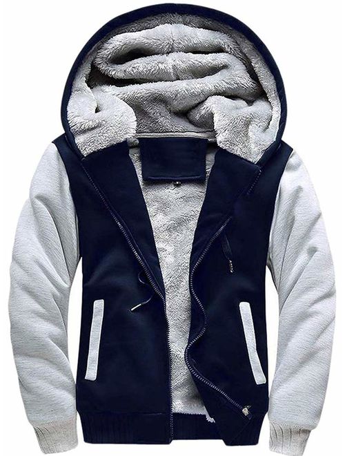 ZITY Men's Zip Up Hoodie Heavyweight Winter Sweatshirt Fleece Sherpa Lined Warm Jacket