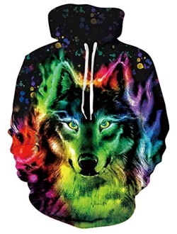 Idgreatim Women Men 3D Graphic Printed Velvet Hoodie Novelty Long Sleeve Pullover Sweatshirt Jackets with Pockets S-3XL