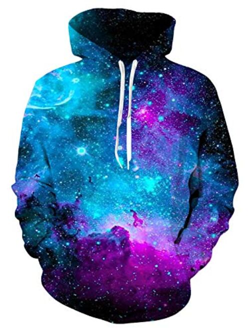 Idgreatim Women Men 3D Graphic Printed Velvet Hoodie Novelty Long Sleeve Pullover Sweatshirt Jackets with Pockets S-3XL