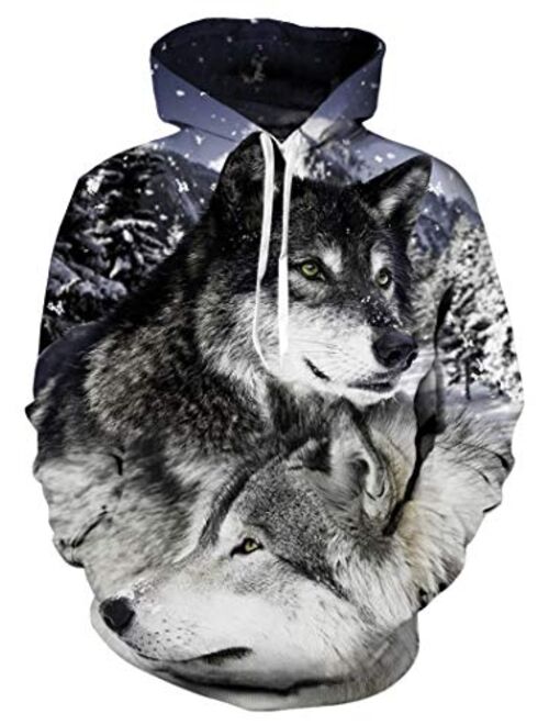 Idgreatim Women Men 3D Graphic Printed Velvet Hoodie Novelty Long Sleeve Pullover Sweatshirt Jackets with Pockets S-3XL