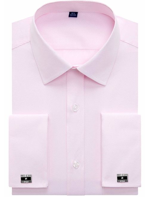 J.VER French Cuff Regular Fit Long Sleeve Spead Collar Dress Shirts Cufflink