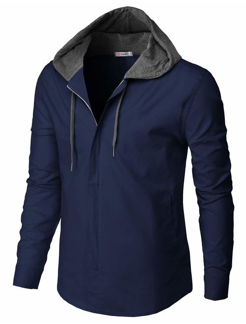 H2H Mens Casual Hoodie Jackets Long & Short Sleeve with Pockets of Various Styles